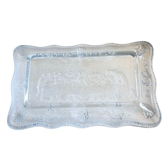 Vintage Tiara by Indiana Glass Mini Last Supper Butter Dish Plate - Picture 5 of 13